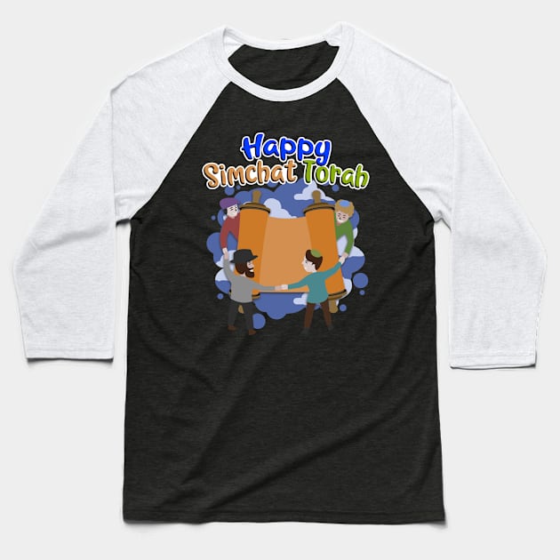 Happy Simchat Torah - Jewish Holiday Gift For Men, Women & Kids Baseball T-Shirt by Art Like Wow Designs